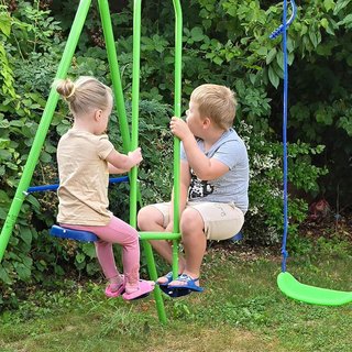 Set di altalene da giardino per 4 bambini, 1 altalena doppia e 2 altalene singole, capacità di peso 45Kg (altalena) 180Kg (totale), 280X140X178Cm