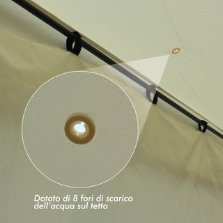 Gazebo da Giardino 3X4M in Acciaio con Doppio Tetto e 4 Tende Laterali Crema