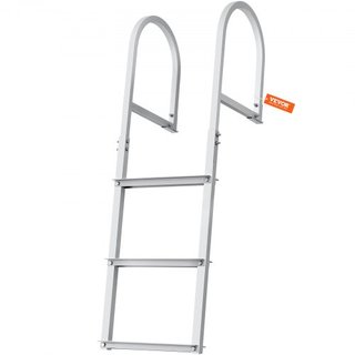 Escalera de muelle, 3 pasos desmontable, capacidad de carga de 500 lbs, escalera de barco de pontón de aleación de aluminio con peldaño de 3.1'' de ancho y diseño de pedal antideslizante, fácil de...