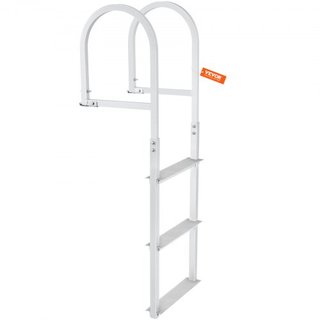 Escalera de muelle, 3 pasos desmontable, capacidad de carga de 500 lbs, escalera de barco de pontón de aleación de aluminio con peldaño de 3.1'' de ancho y diseño de pedal antideslizante, fácil de...