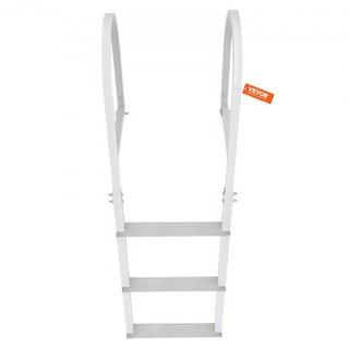 Escalera de muelle, 3 pasos desmontable, capacidad de carga de 500 lbs, escalera de barco de pontón de aleación de aluminio con peldaño de 3.1'' de ancho y diseño de pedal antideslizante, fácil de...