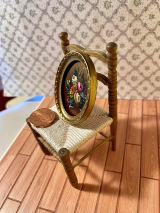 Dipinto olio dollhouse fiori ovalato