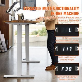 Struttura da Scrivania in Piedi, Altezza Regolabile da 70-117 cm e Lunghezza da 95-158 cm, Gambe da Scrivania Elettriche per PC, Base Ergonomica DIY per Casa e Ufficio