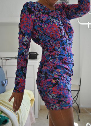 Vestido Zara mini drapeado manga larga