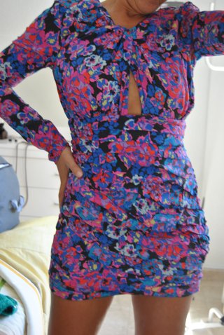 Vestido Zara mini drapeado manga larga
