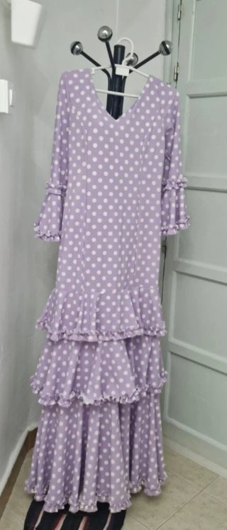 Vestido Flamenco Lunares Morado Talla Única