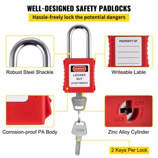 42 PCS Kits de Bloqueo y Etiquetado, Kit de Seguridad Eléctrica Loto Incluye Candados, 5 Tipos de Bloqueos, Hasps, Etiquetas y Cuerdas, Caja, Herramientas de Seguridad de Bloqueo para la Eliminaci...