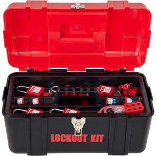 42 PCS Kits de Bloqueo y Etiquetado, Kit de Seguridad Eléctrica Loto Incluye Candados, 5 Tipos de Bloqueos, Hasps, Etiquetas y Cuerdas, Caja, Herramientas de Seguridad de Bloqueo para la Eliminaci...