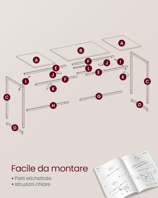 Scrivania per computer, postazione di lavoro, 60 x 160 x 76 cm, scrivania da ufficio, studio, camera da letto, soggiorno, marrone vintage e nero tinta LWD121K01