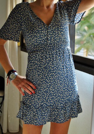 Pull & Bear  Vestido mini azul claro con flores S