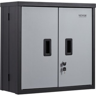 Armadio a Parete Pieghevole, Armadietto da Garage in Metallo da 660 mm, Piccolo Cassetto per Utensili, Capacità di Carico 108.8 kg, Scaffale Regolabile, Porta Magnetica, Archivio per Ufficio...