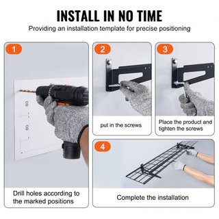 Scaffalature di Stoccaggio per Garage, Confezione da 2, Scaffali da Garage 4 x 1 Piedi a Parete, Capacità di Carico 400 lbs (Totale) Scaffali di Stoccaggio Galleggianti per Garage, A...