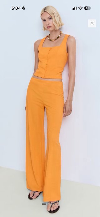 Vest de lino naranja con botones