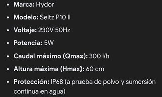 Bomba sumergible Hydor Seltz P10ll acuario