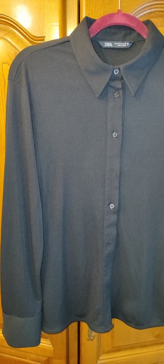 Camisa Zara Negra Manga Larga