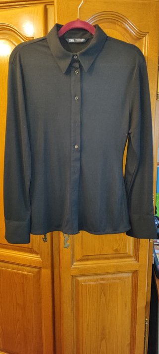 Camisa Zara Negra Manga Larga