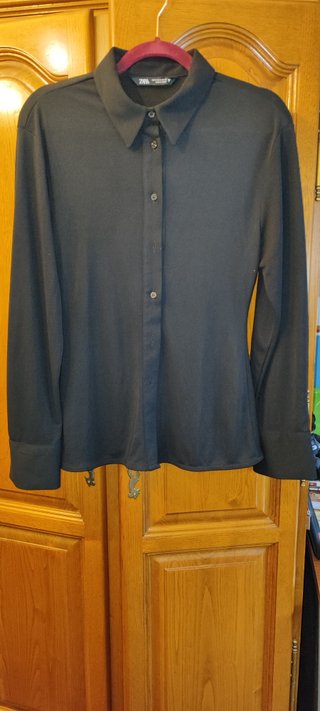 Camisa Zara Negra Manga Larga