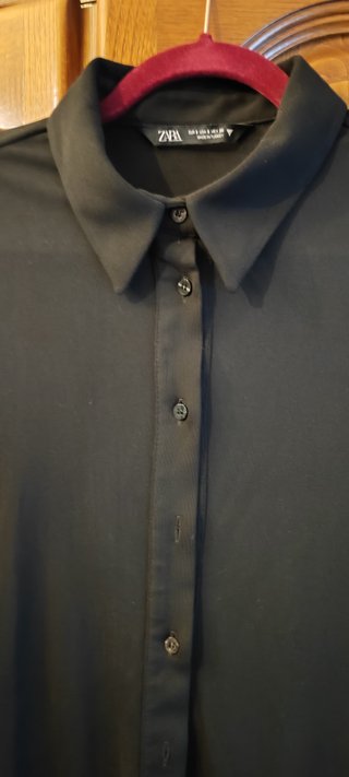 Camisa Zara Negra Manga Larga