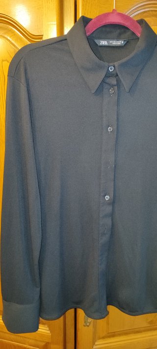 Camisa Zara Negra Manga Larga