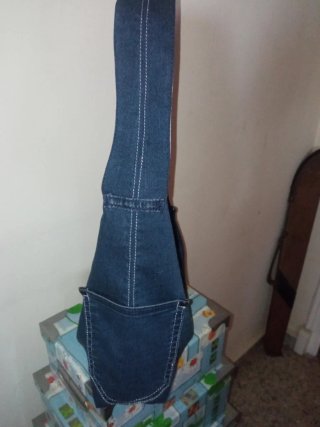 Bolso vaquero azul con forro estampado
