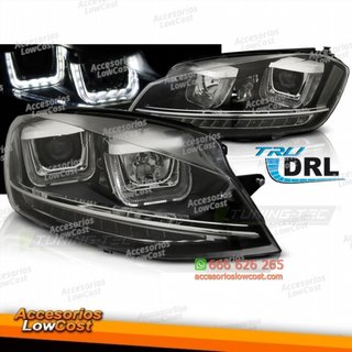 FAROS U-LED LUZ DRL NEGRO compatible con VW GOLF