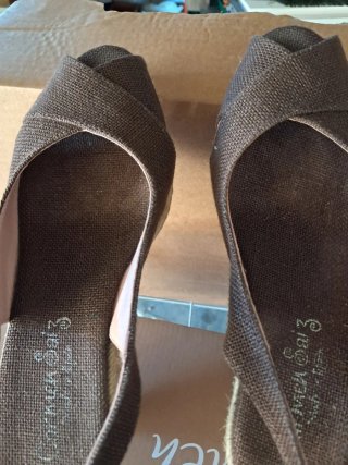 Carmen Saiz Scarpe Zeppa Lino Marrone Tg 36