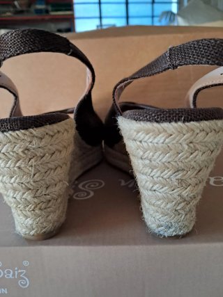 Carmen Saiz Scarpe Zeppa Lino Marrone Tg 36