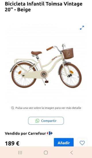 Bicicleta niña Toimsa beige