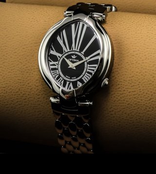 Reloj Optima Swiss Made Negro y Plateado