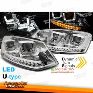 FAROS U-LED LUZ CROMADA SEQ compatible con VW POL