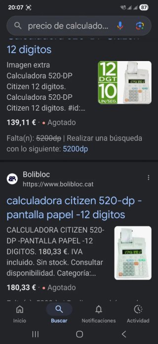 Calculadora Citizen 520DP Impresora