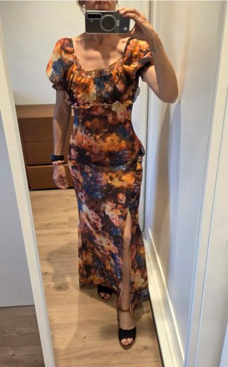 Vestido fiesta largo estampado floral