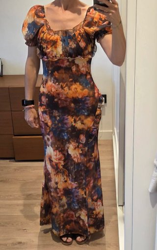 Vestido fiesta largo estampado floral
