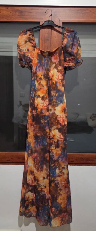 Vestido fiesta largo estampado floral