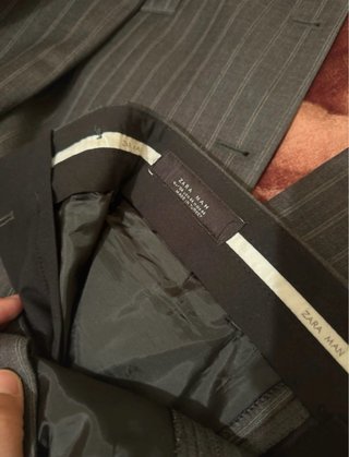 Traje Zara Hombre Raya Gris Oscuro