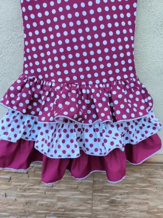 Vestido Flamenca Niña t.5/6 Lunares Rojo y Blanco