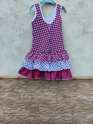 Vestido Flamenca Niña t.5/6 Lunares Rojo y Blanco