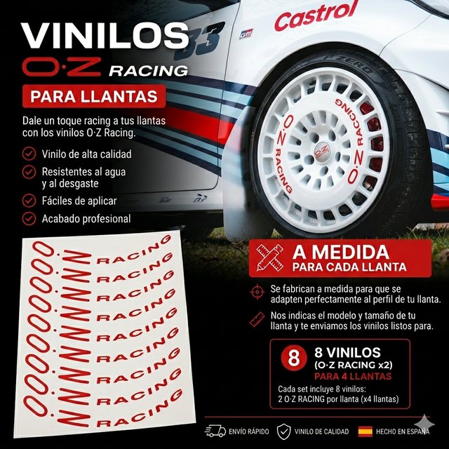8x Vinilos OZ Racing llantas a medida JDM tuning