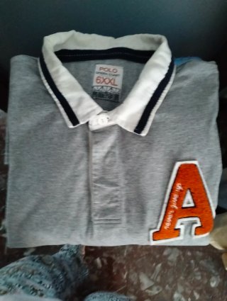 Polo manga larga gris con 'A'