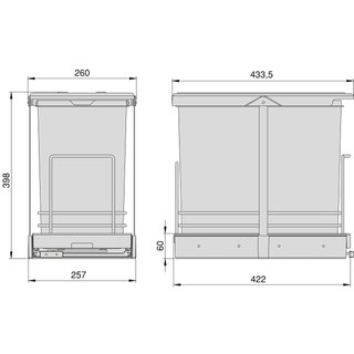 Cubo reciclaje extraíble Emuca 2x12L