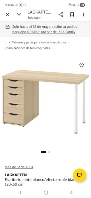 Scrivania in legno con cassettiera e sedia da ufficio