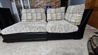 Sofá Chaise Longue o sofá doble Beige y Negro