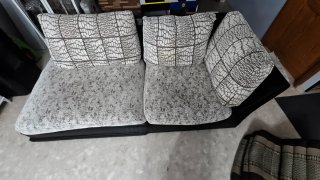 Sofá Chaise Longue o sofá doble Beige y Negro