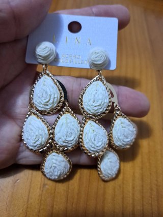 Pendientes flamencos LINA oro y blanco
