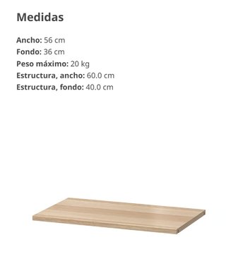 Balda BESTÅ IKEA efecto roble 56x36 cm