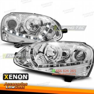FAROS DE XENÓN LUZ DIURNA CROMADA para VW GOLF 5