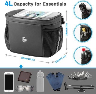 Bolsa para Manillar de Bicicleta, Bolsa Impermeable para Bicicleta 4L