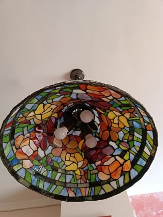 Lámpara Techo Tiffany Flores Cristal Metal