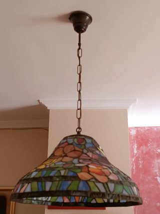 Lámpara Techo Tiffany Flores Cristal Metal