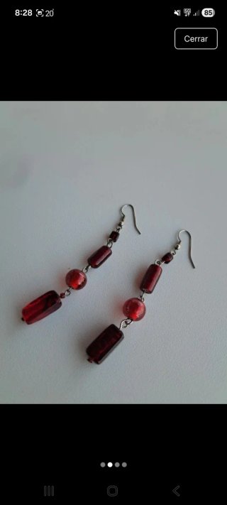 Pendientes colgantes piedras rojas